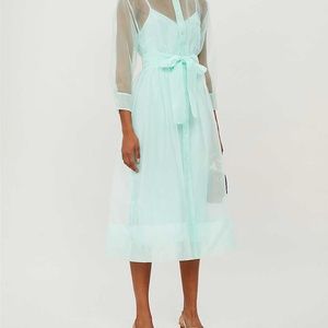 MAJE Roane organza midi dress, Size S, Light Green